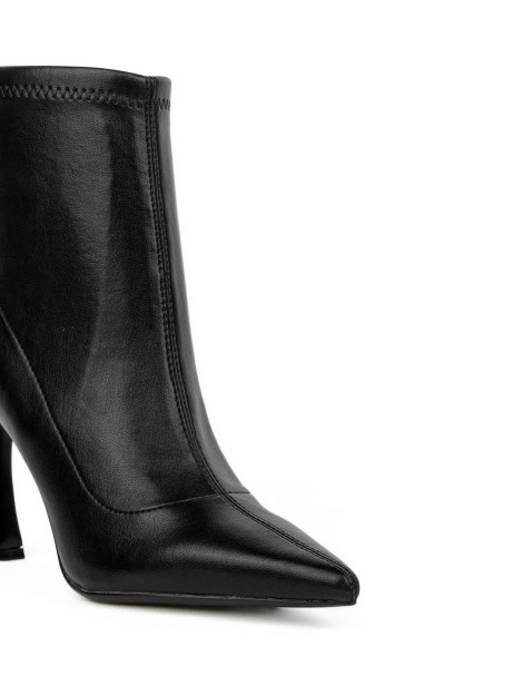 Black Stretch Leather Ankle Boot