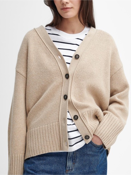 Cardigan donna beige con bottoni