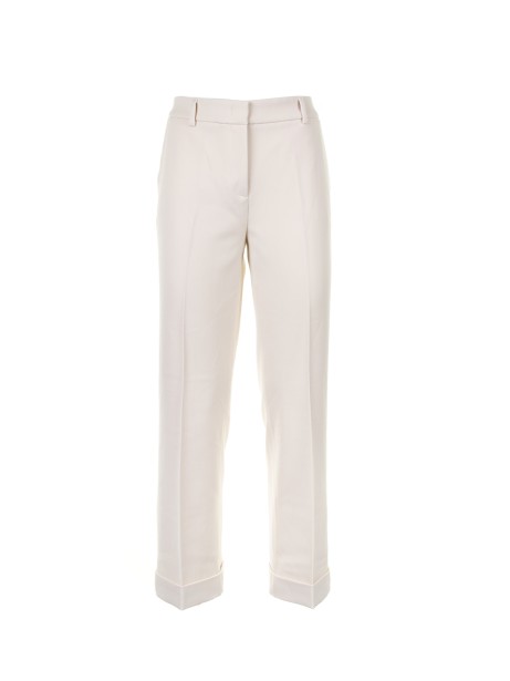 Women's cream high-waisted trousers