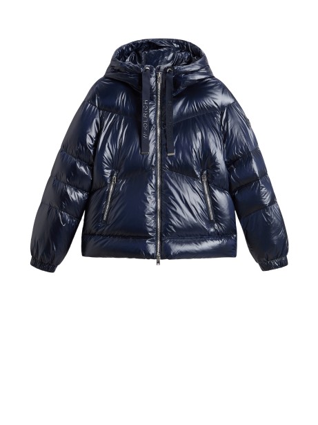 Women's Short Down Jacket Blue with Hood