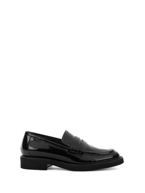 Black brushed leather moccasin Black brushed leather moccasin