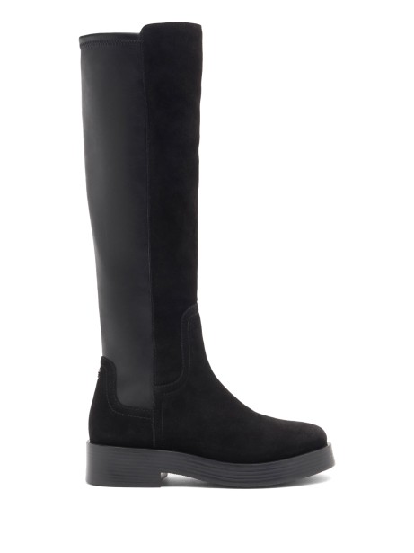 Black Boot in Suede and Eco Nappa Stretch