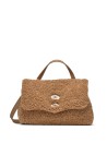 Borsa Postina Dolly S marrone in teddy con tracolla