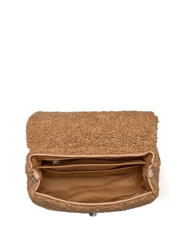 Borsa Postina Dolly S marrone in teddy con tracolla
