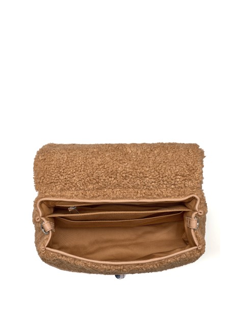 Borsa Postina Dolly S marrone in teddy con tracolla