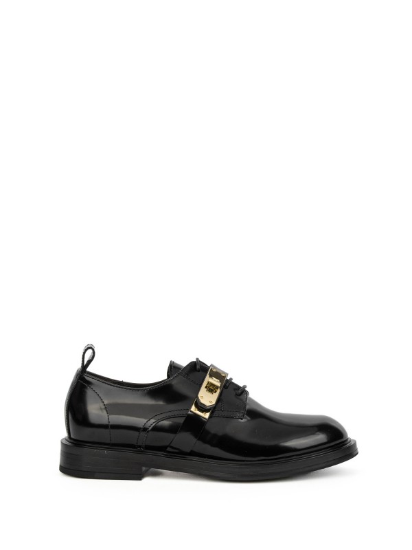 Mocassino donna nero in pelle con clip Mocassino donna nero in pelle con clip