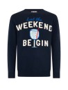 Men's Blue Crewneck Sweater "Weekend Begin"