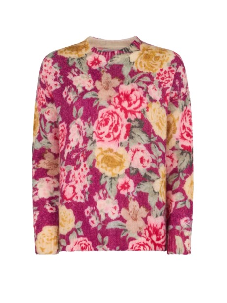 Crewneck sweater with all-over floral pattern