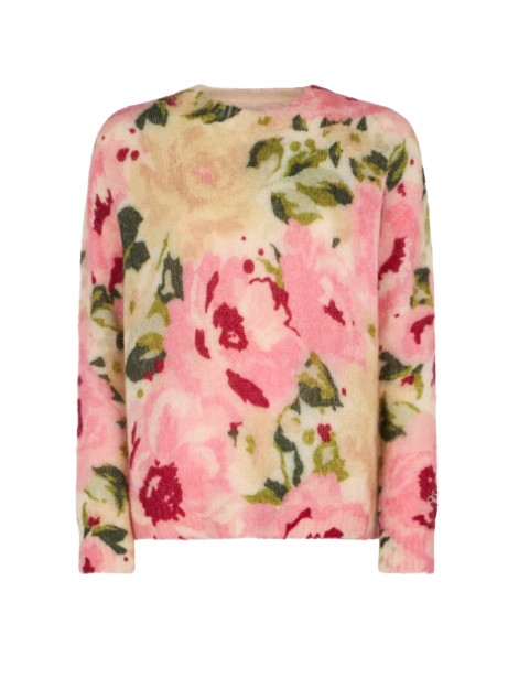 Maglia girocollo fantasia fiori all over