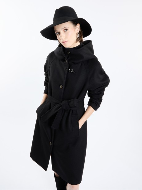 Women's Blue Coat with Buttons and Belt 2