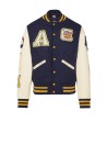 White Blue College Jacket with Buttons