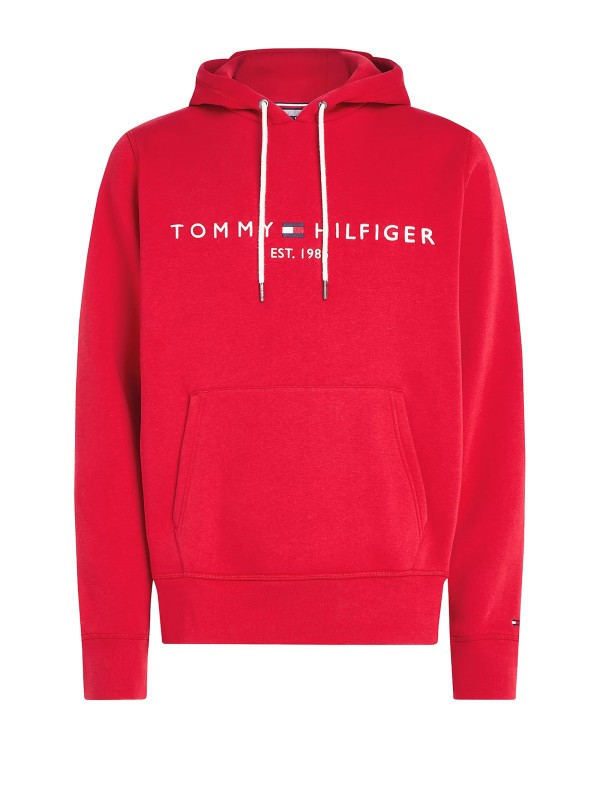 Felpa rossa con cappuccio e logo Felpa rossa con cappuccio e logo