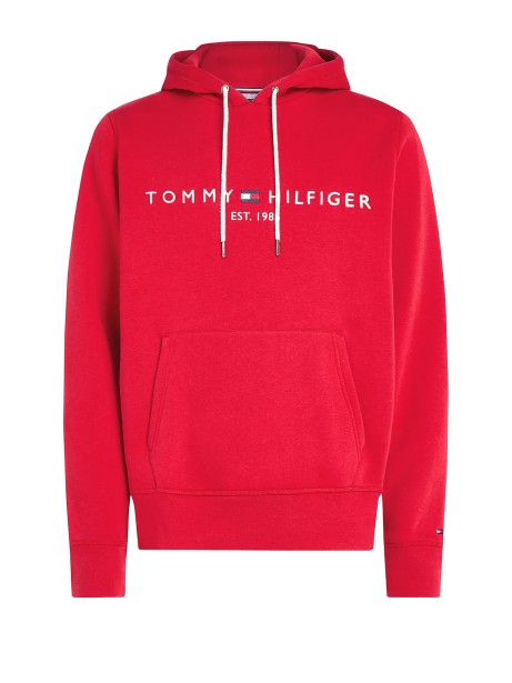 Felpa rossa con cappuccio e logo Felpa rossa con cappuccio e logo
