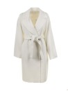 Women's Cream Coat with Belt