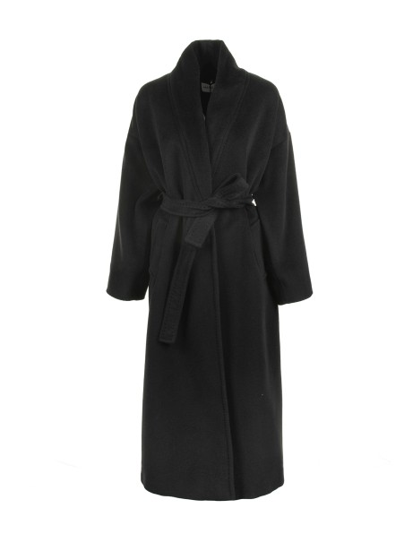 Black Long Coat with Belt