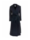 Cappotto lungo blu navy con cintura