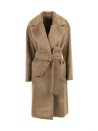 Long coat in alpaca and wool blend with belt