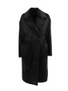 Long coat in alpaca and wool blend with belt