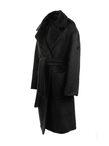Long coat in alpaca and wool blend with belt 2