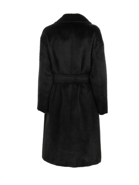 Long coat in alpaca and wool blend with belt