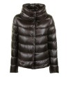 Women's Quilted Down Jacket Dark Brown with Monogram Detail