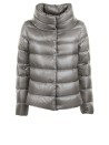 Women's Quilted Down Jacket Grey with Monogram Detail