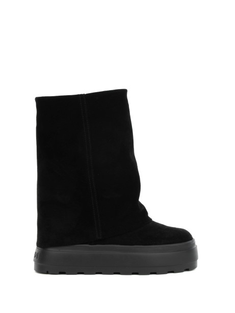 Black suede platform boot