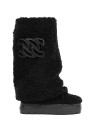 Black Teddy Wedge Boot