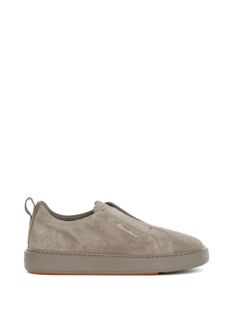 Beige suede slip-on sneakers