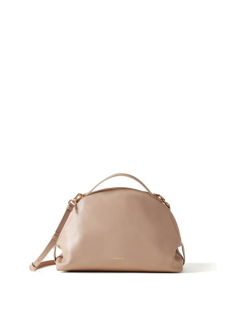 Medium Beige Leather Bauletto Bag with Shoulder Strap