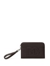 Medium leather pouch with zip and logo slider