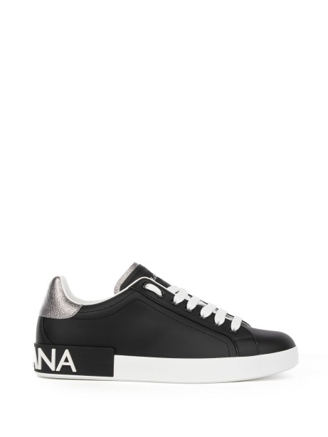 Sneakers Portofino in pelle di vitello nero argento