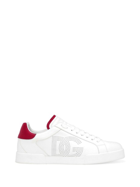 Sneakers Portofino in pelle di vitello bianco rosso