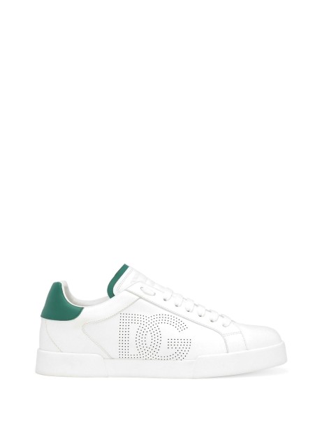 Sneakers Portofino in pelle di vitello bianco verde