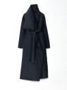 Cappotto lungo blu navy con cintura