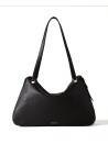 Shopping bag Oyster black large in leather