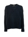 Women's Blue Crewneck Sweater in Wool