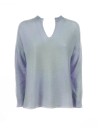 Maglia scollo a V celeste donna