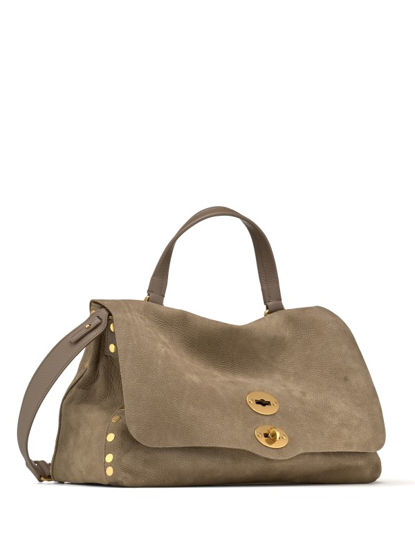 Jones Brown Suede Postina Bag with Shoulder Strap