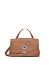 Brown Piuma Postina Bag in Leather with Shoulder Strap