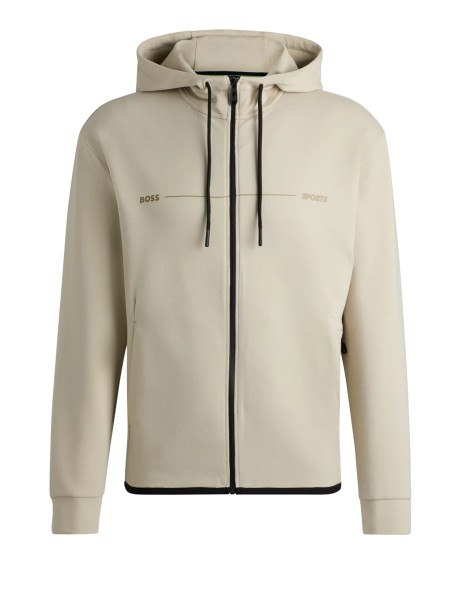 Felpa uomo beige con zip e cappuccio