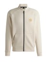 Beige Zip Up Collar Sweatshirt