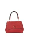 Red eco-leather handbag with shoulder strap