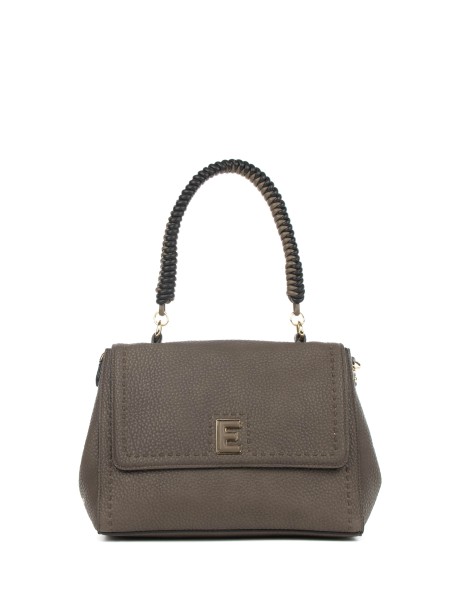 Khaki Eco-Leather Handbag with Shoulder Strap