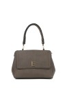 Khaki Eco-Leather Handbag with Shoulder Strap