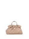 Double handle bag sand small embossed in eco leather