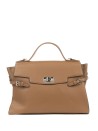 Brown eco-leather handbag with shoulder strap