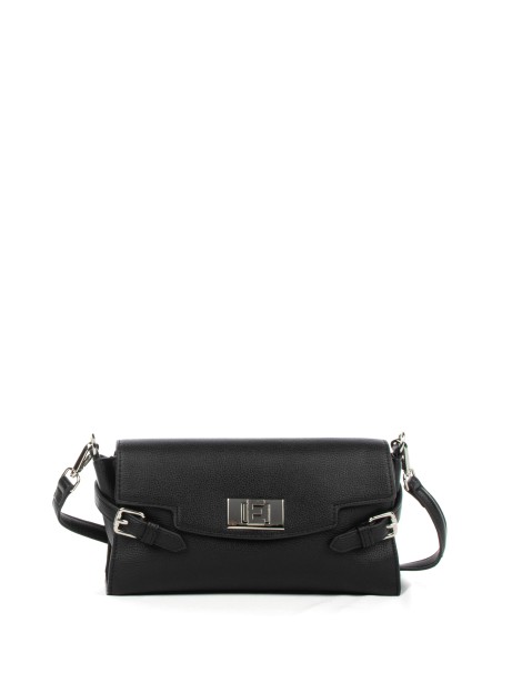 Black Faux Leather Shoulder Bag