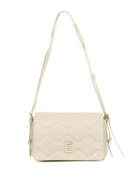 Flap shoulder bag in ivory eco nappa