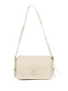 Flap shoulder bag in ivory eco nappa